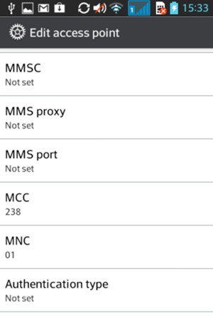 Scroll down and enter MMS information