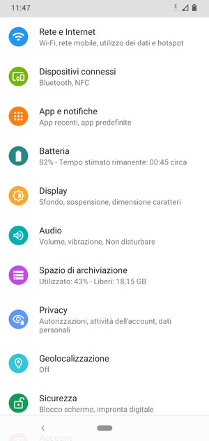 Seleziona Rete e Internet