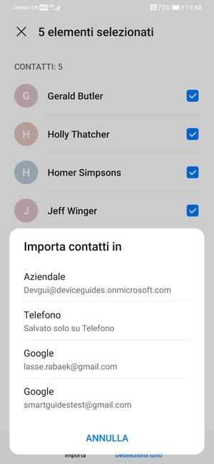 Seleziona il tuo account Google