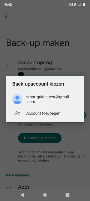 Selecteer uw back-up-account