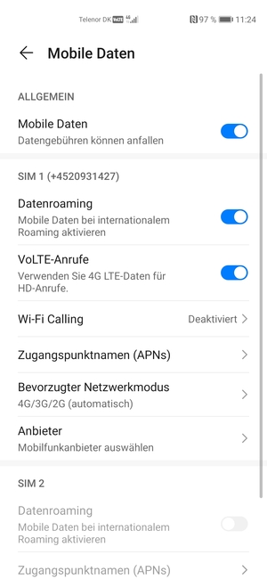 Schalten Sie Datenroaming an oder aus