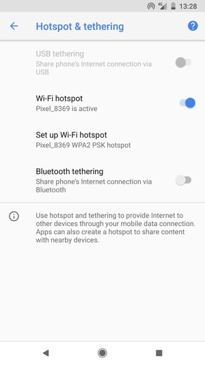 Your phone is now set up for use as a modem