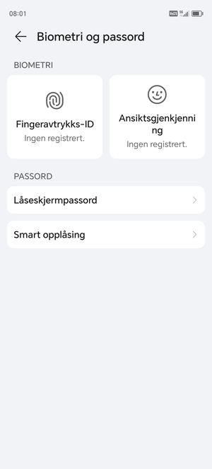 Velg Låseskjermpassord