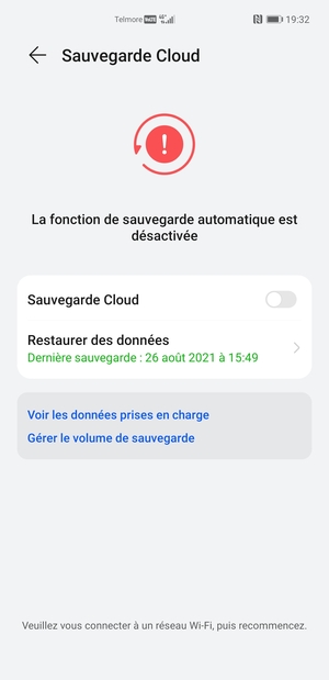 Activer le Sauvegarde Cloud