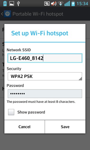 Enter a password of at least 8 characters and select Save