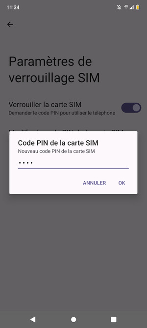 Saisissez votre Nouveau code PIN de la carte SIM et sélectionnez OK