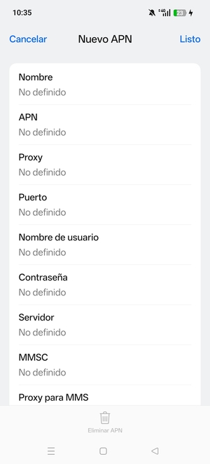 Introduzca la información de MMS