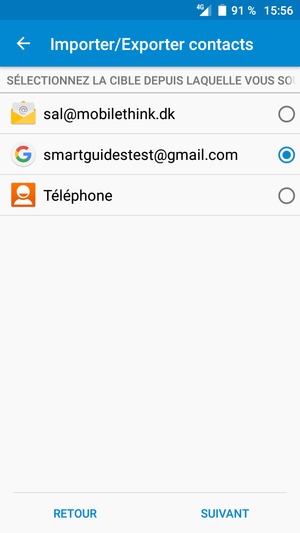 Sélectionnez votre compte Google puis SUIVANT