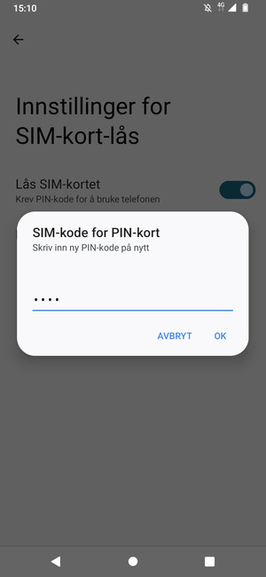 Bekreft din nye PIN-kode og velg OK