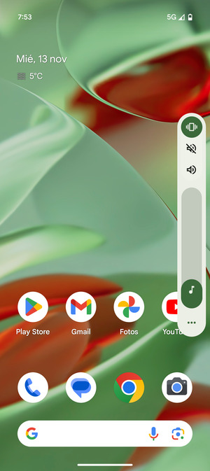 Seleccione Vibración para cambiar al modo de Vibración