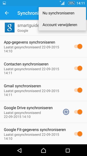 Selecteer Nu synchroniseren