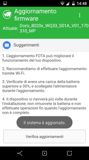 Se il tuo telefono è aggiornato, vedrai la seguente schermata