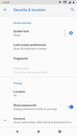 Scroll to and select Advanced
