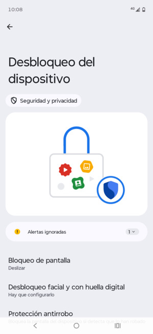 Seleccione Bloqueo de pantalla