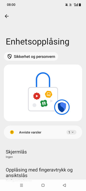 Velg Skjermlås