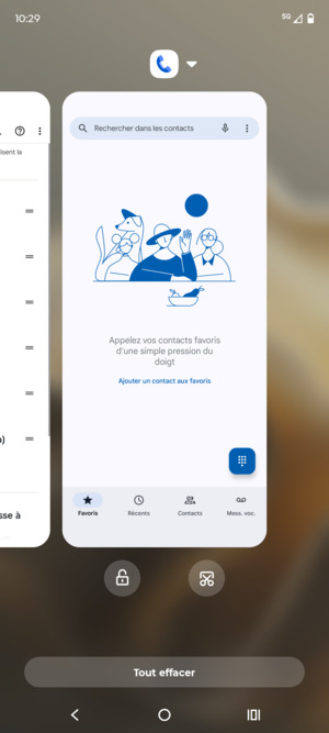 Sélectionnez Tout effacer pour fermer toutes les applications en cours d'exécution