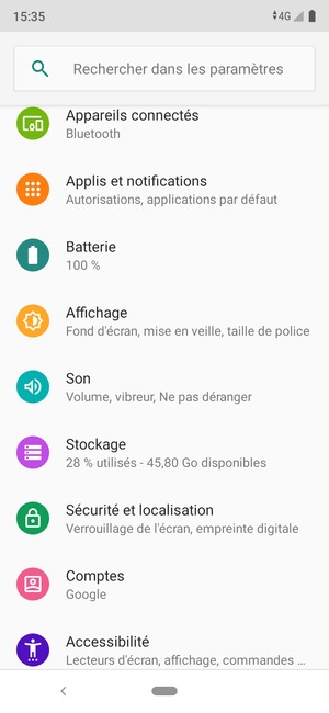 Faites défiler et sélectionnez Sécurité et localisation