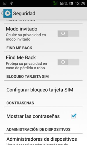 Seleccione Configurar bloqueo tarjeta SIM