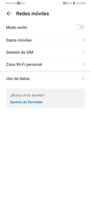 Seleccione Datos móviles