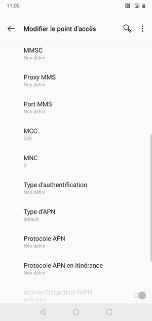 Faites défiler vers le bas et saisissez les informations MMS