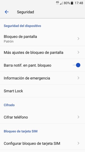 Seleccione Configurar bloqueo de tarjeta SIM