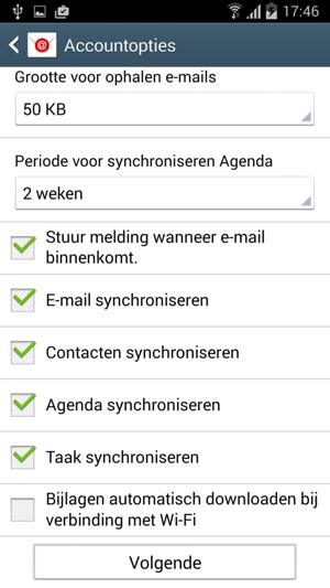 Selecteer Volgende