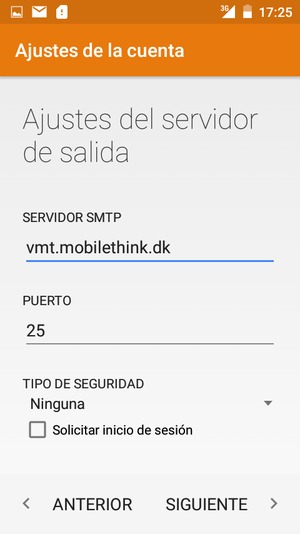 Introduzca la dirección de servidor saliente