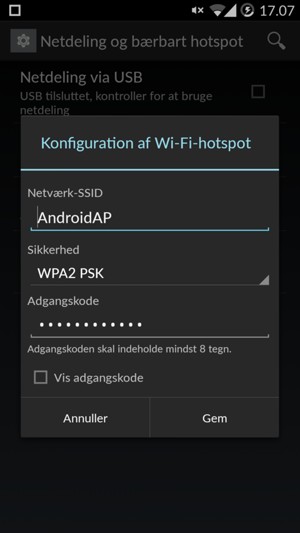 Indtast en adgangskode på minimum 8 tegn og vælg Gem