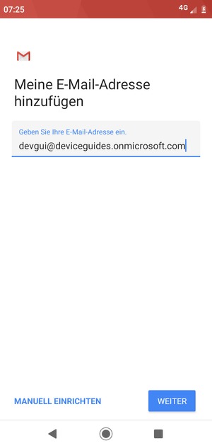 Geben Sie Ihre E-Mail-Adresse ein und wählen Sie MANUELL EINRICHTEN
