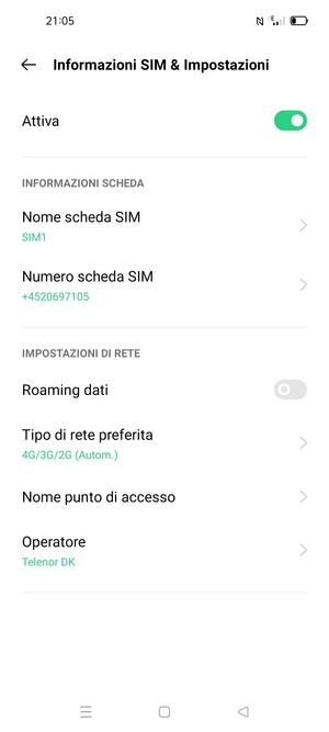 Seleziona Nome punto di accesso