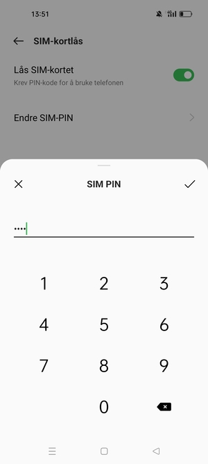Skriv inn Ny PIN-kode for SIM-kort og velg OK