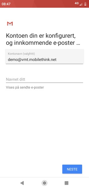 Gi kontoen din et navn, og skriv inn navnet ditt. Velg NESTE