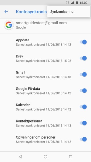 Vælg Synkroniser nu