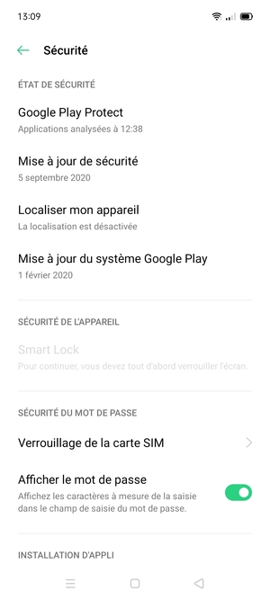 Faites défiler et sélectionnez Verrouillage de la carte SIM
