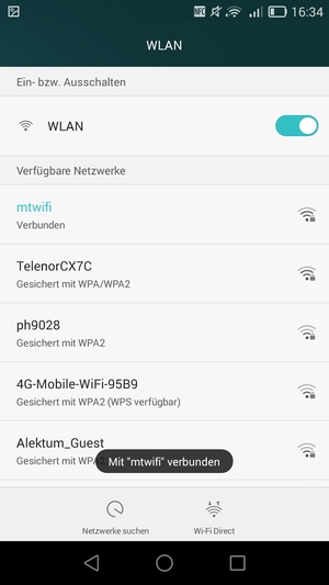 Sie sind nun mit dem WLAN-Netzwerk verbunden