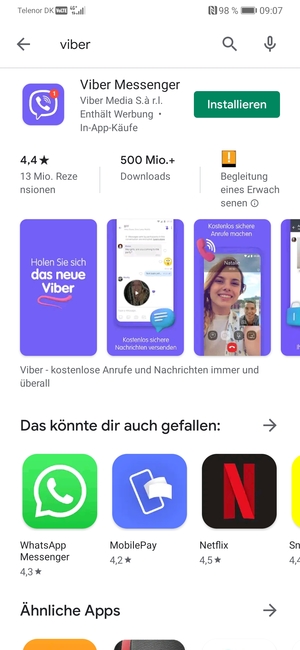 Wählen Sie die App