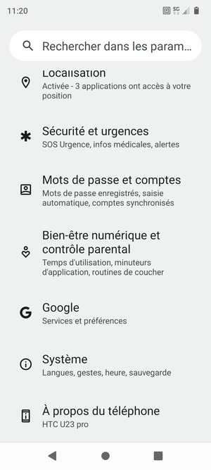 Faites défiler et sélectionnez Système