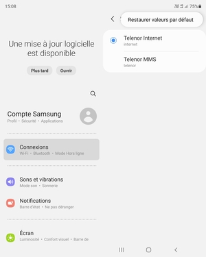 Sélectionnez Restaurer valeurs par défaut