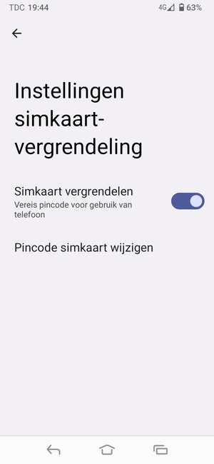 Selecteer Pincode simkaar wijzigen