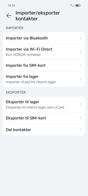 Vælg Importér fra SIM-kort