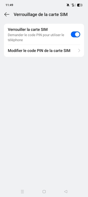 Sélectionnez Modifier le code PIN de la carte SIM