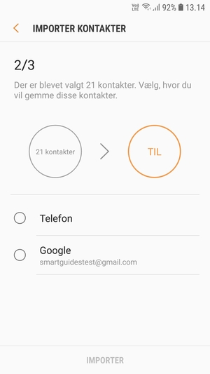 Vælg din Google konto