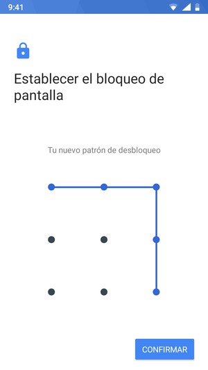 Dibuje de nuevo el patrón de desbloqueo y seleccione CONFIRMAR