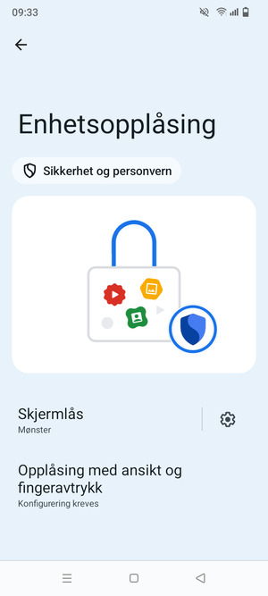 Telefonen din er nå sikret med en skjermlås