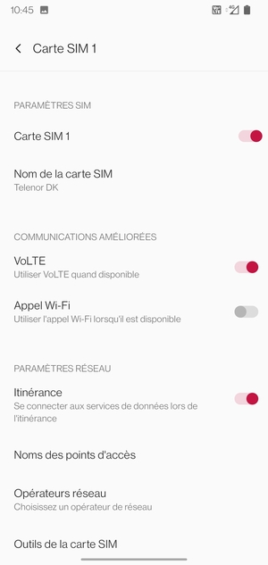 Activer ou désactiver Itinérance