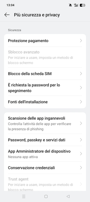 Scorri e seleziona  Blocco della scheda SIM