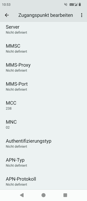 Scrollen Sie nach unten und geben Sie MMS-Informationen ein