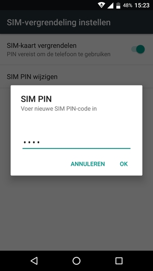 Voer uw Nieuwe SIM PIN-code in en selecteer OK