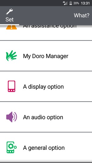 Scroll to and select A general option