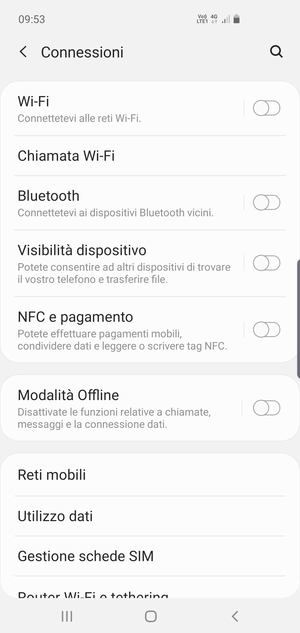 Seleziona Wi-Fi